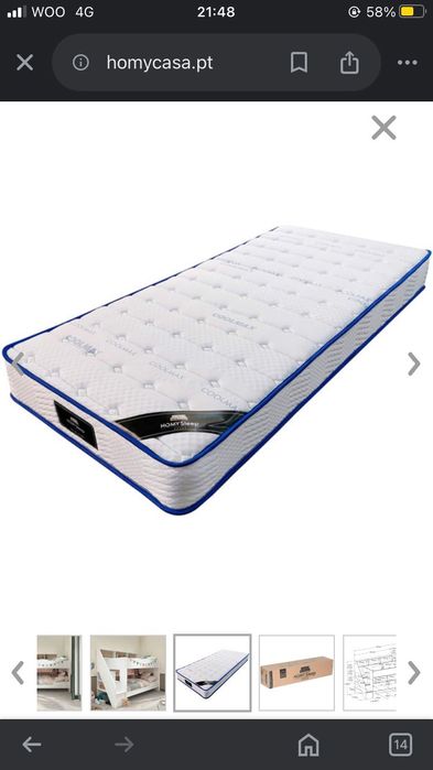 Beliche com gavetão e dois colchões