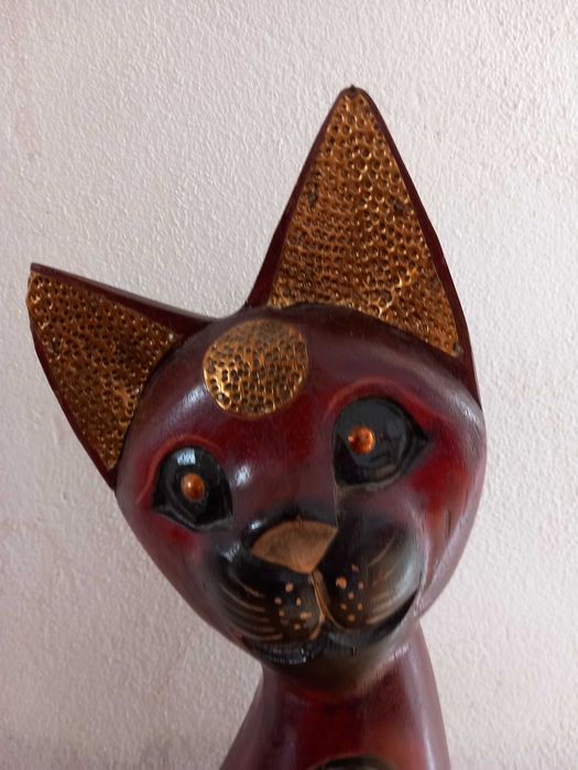 Gato em madeira 80 cm altura