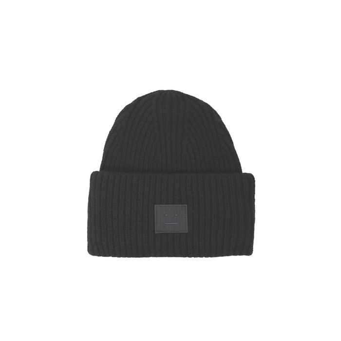 Шапка Acne Studios Rib knit beanie hat black