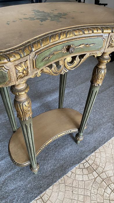Mesa antiga vintage dourada em madeira | Consola clássica