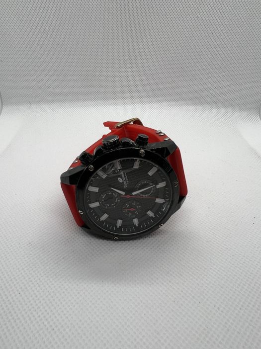 Zegarek Timemaster czarno-czerwony, duża tarcza sportowy