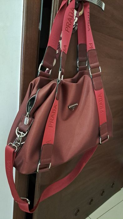 Torebka Prada duża a4 bordo casual sportowy styl