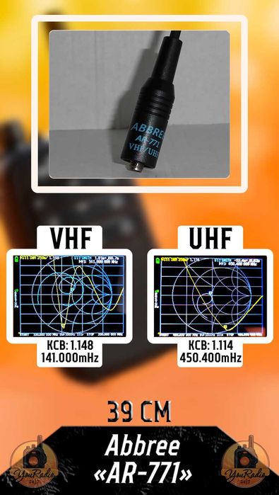 ••• УСИЛЕННАЯ Антенна ABBREE AR-771 | 39 см | Для Рации Baofeng UV-5R