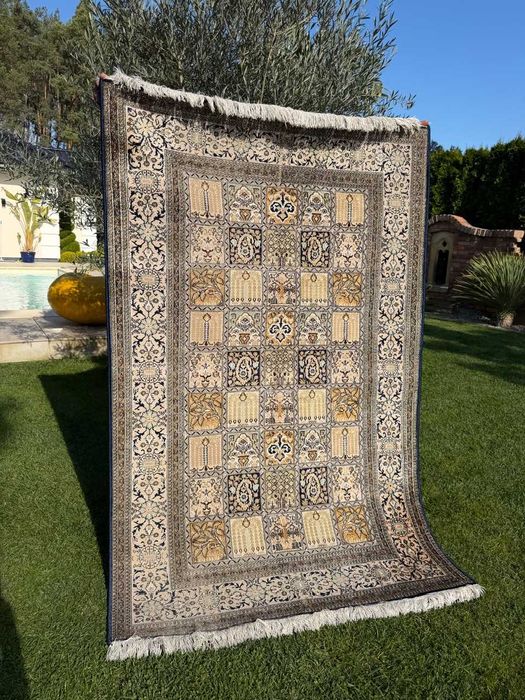 Vintage Jedwabny r. tkany dywan perski GHOUM / Qom 200x125 gal. 6 tyś