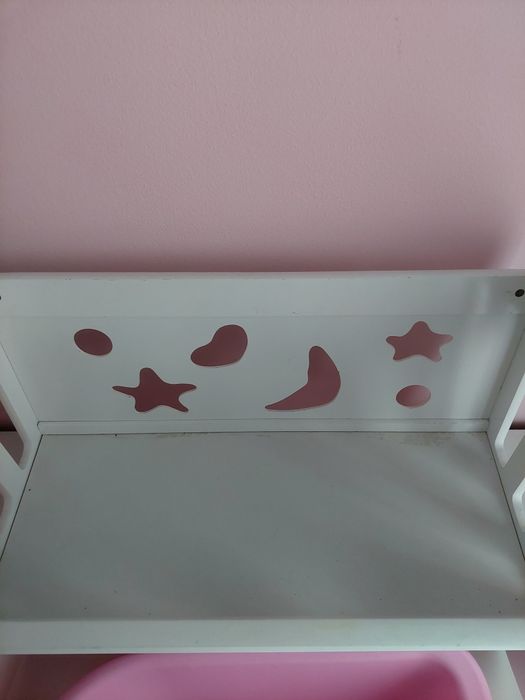 Drewniana biała kołyska łóżeczko na biegunach+ wanienka+ nocnik dla la