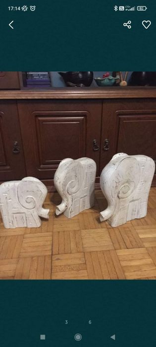 białe słonie drewniane