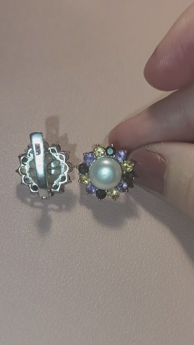 Сережки срібні 925, з перлиною