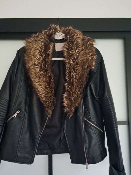 Ramoneska z ekoskóry z kołnierzem