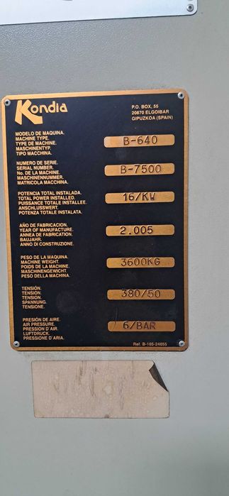 Centro de Maquinação CNC Kondia B640 – Fiável, Robusto e Pronto a Trabalhar