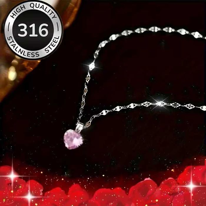 Conjunto Colar e pulseiras "Coração rosa". Hipoalergénico. Novo.