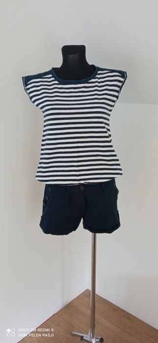 Komplet damski Bluzka i spodenki motyw marynarski