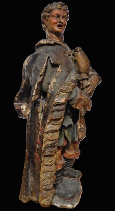 Boa e rara figura Portuguesa, de presépio. "O gaiteiro". Século XVIII.