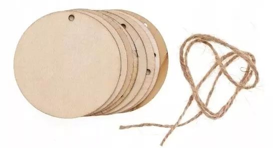 Plastry drewna z otworem sznurek jutowy 8szt. Brewis. Nowy Produkt