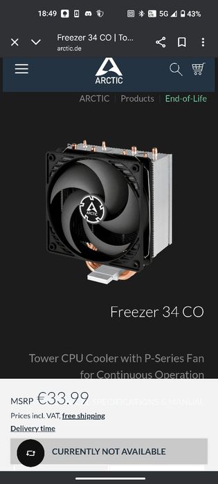 Cooler de processador CPU (novo selado)64170317791490120