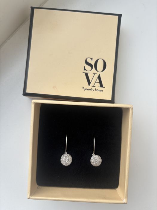 Сережки з білого золота SOVA з діамантами