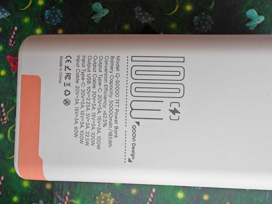 Power Bank QOOVI 50000mAh 100w Q50000 TFT PD SuperVOOC