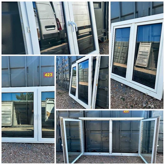 Okna używane PCV 104x136 Duży SKŁAD OKIEN Dowóz, balkonowe, tarasowe