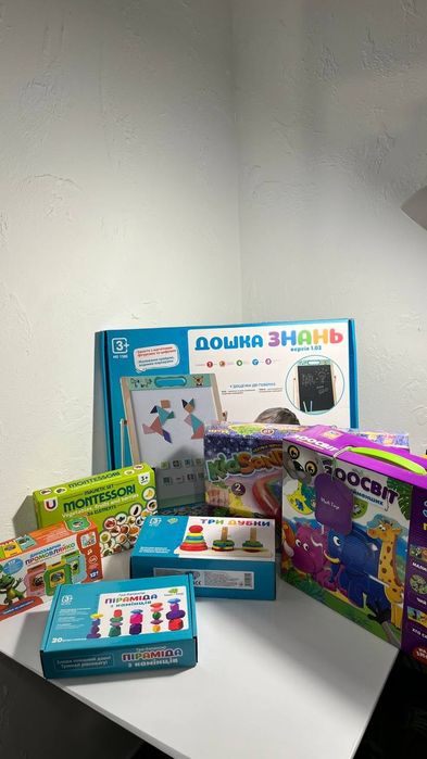 Лот розвиваючих іграшок для дітей 2–5 років | Montessori, пірамідки, і
