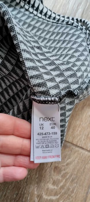 Sukienka ogrodniczka damska w piękny wzór czarno-biała L/40 Next