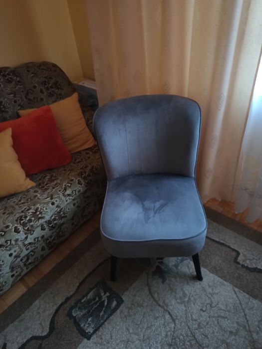 Nowoczesny fotel welurowy szary glamour loft skandynawski  bardzo wygodny