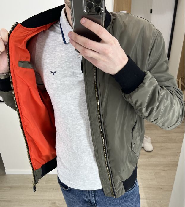 Бомбер Bershka бершка куртка вітровка ветровка чоловіча мужская на резинці з манжетом осінь весна демісезон осень демисезон
