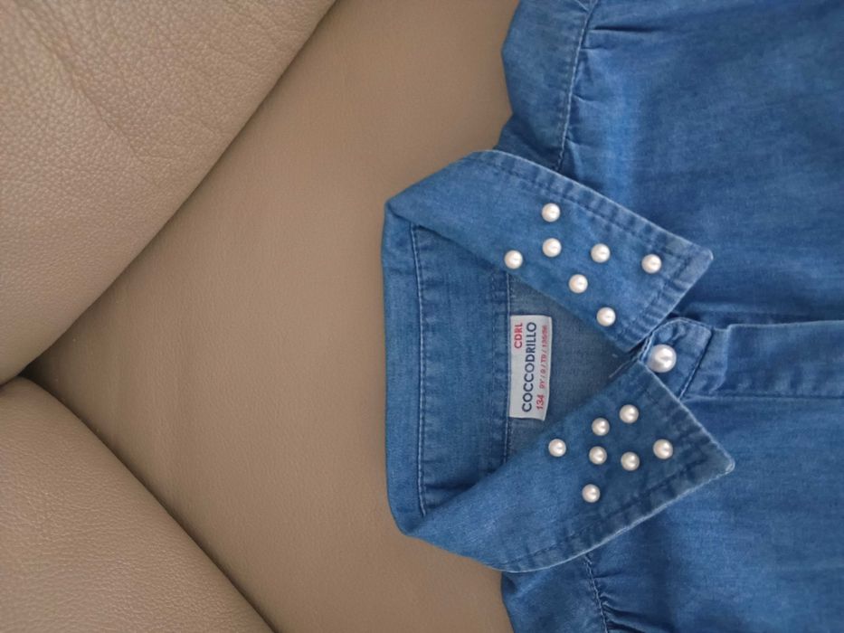 rozm. 128 / 134 śliczna koszula jeansowa dla dziewczynki 128/134 jeans