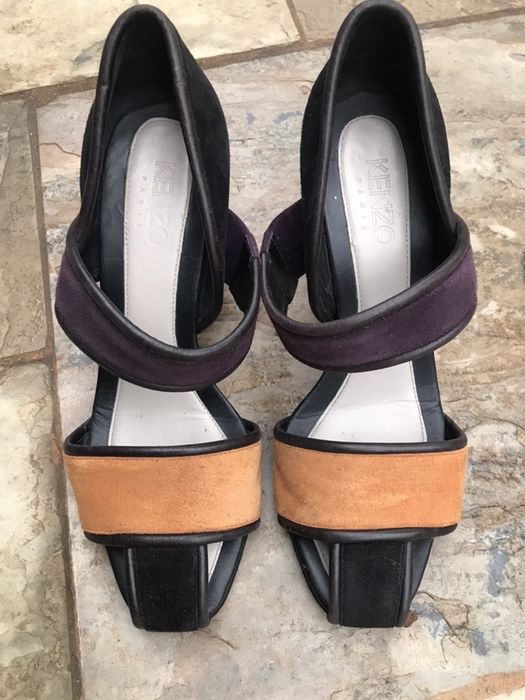 Kenzo 37 piękne markowe buty czółenka luksusowe skóra słupek