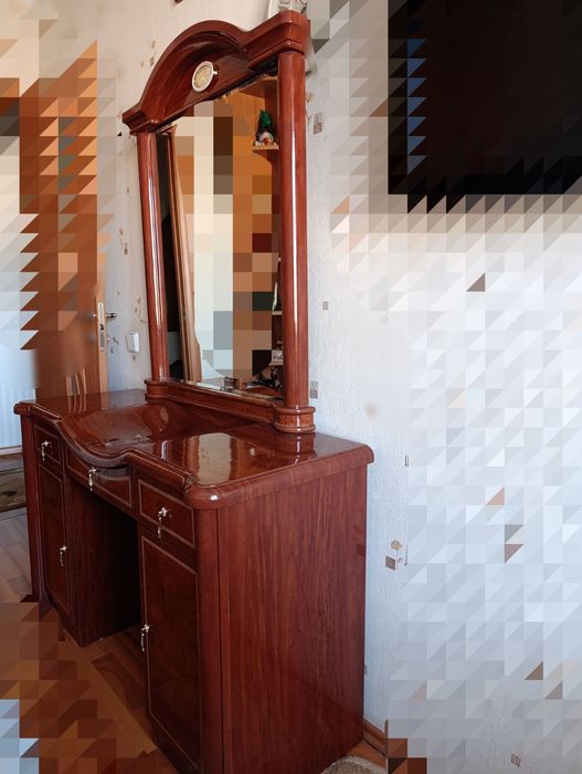 Туалетний столик з дзеркалом натуральне дерево  двотумбовий