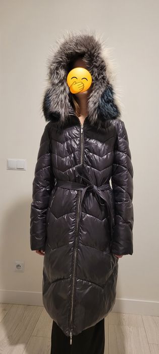 Baimuni plaszcz zimowy pikowany futro naturalne