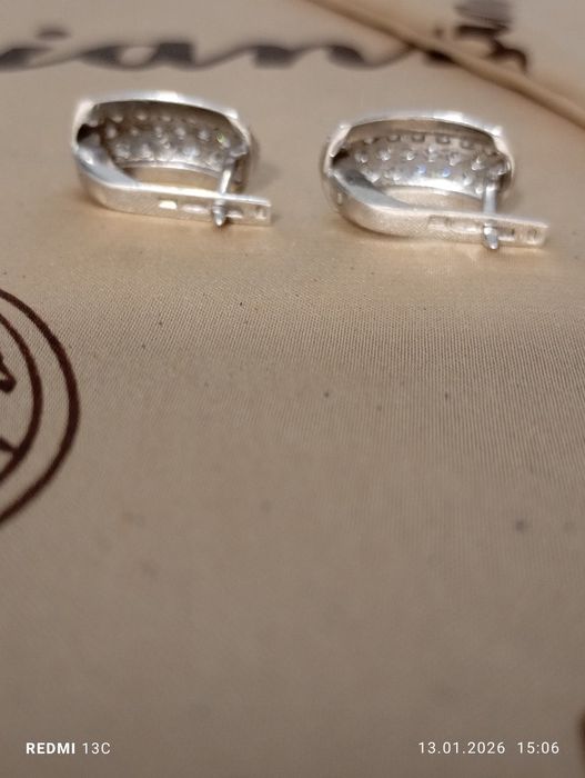 Серьги серебряные с золотыми пластинами