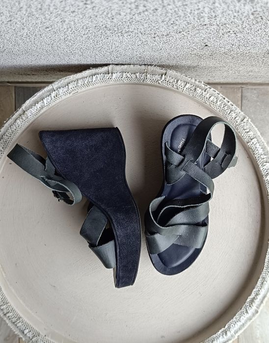 Sandały Kork-Ease Brazylia 25,6 cm 39 koturn kolor grafitowy skóra