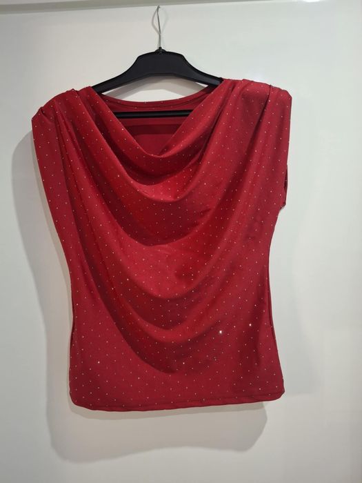 Czerwona bluzka blink cyrkonie woda S/M/L