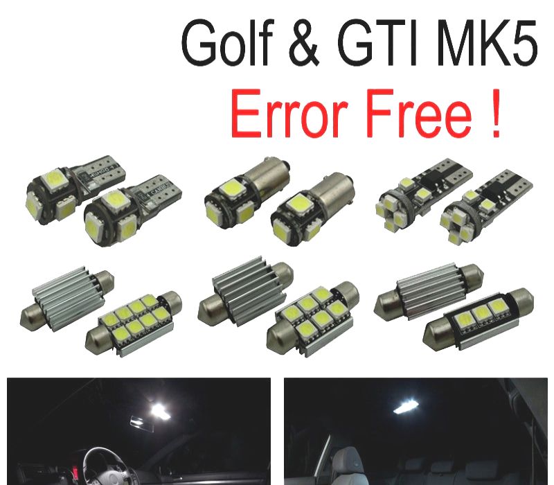 KIT COMPLETO 13 LAMPADAS LED INTERIOR PARA VOLKSWAGEN VW GTI GOLF 5 MK5 MKV 06-09