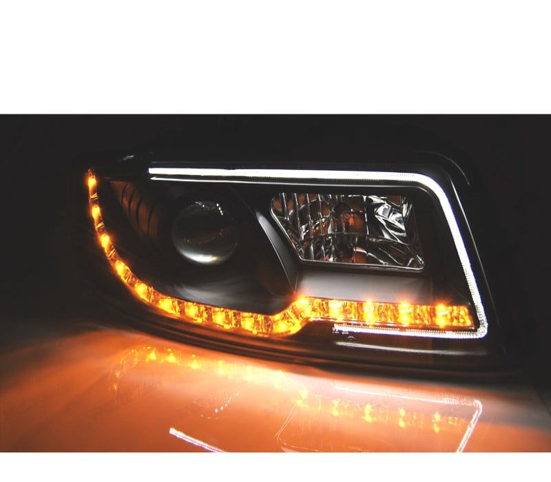FARÓIS AUDI A4 00-04 LED TUBE LIGHTS PRETOS