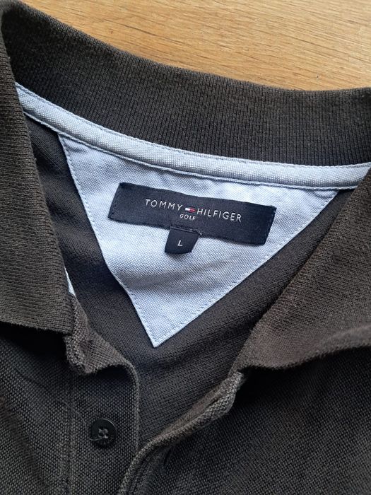 Tommy hilfiger t shirt koszulka polo czarna grafit bawełniana męska