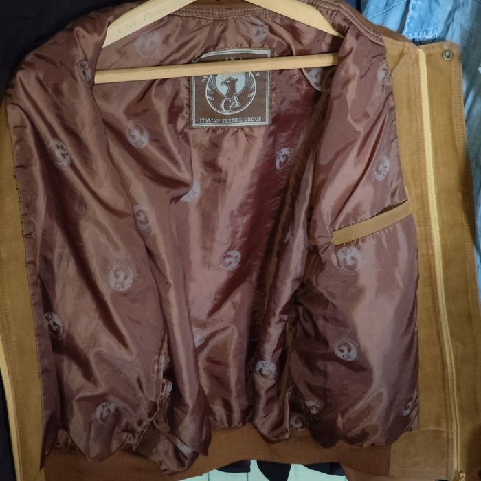 Vintage Italian Leather Suede Bomber Jacket Brown