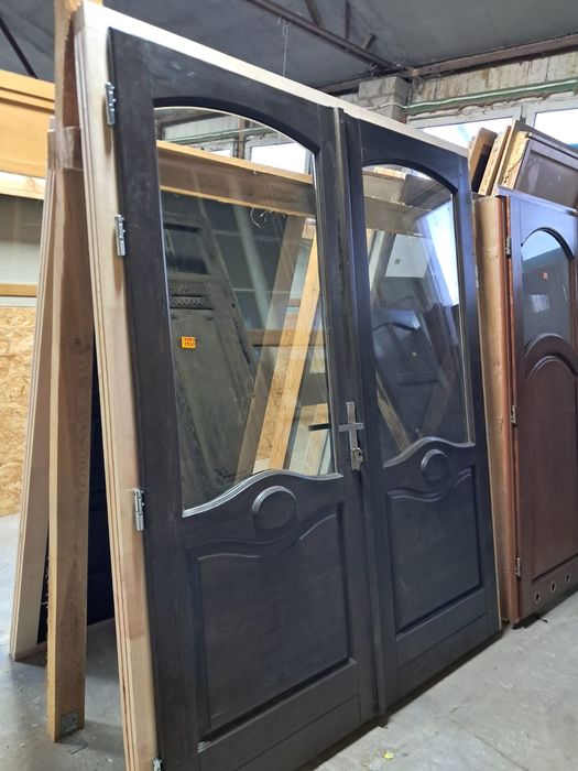 DRZWI Zewnętrzne Drewniane Sosnowe Dwuskrzydłowe Wejściowe 190x227cm