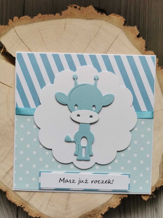 Kartka ręcznie robiona urodzinowa roczek handmade chrzest