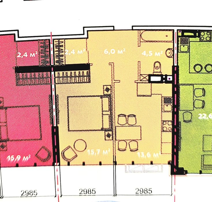1-комнатная квартира по адресу ул. Победы (площадь 43 м²) - Atlanta.ua - фото 3