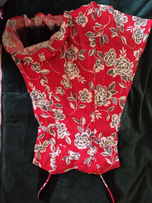Sukienka na lato, czerwona w kwiaty, XL