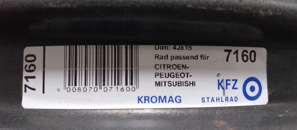 4 jantes de ferro 15 p/ Mitsubishi I Miev, Citroen CZero e Peugeot Ion