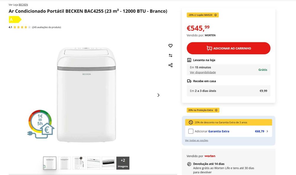 Ar Condicionado Portátil Becken – Excelente Estado – Pronto a Usar