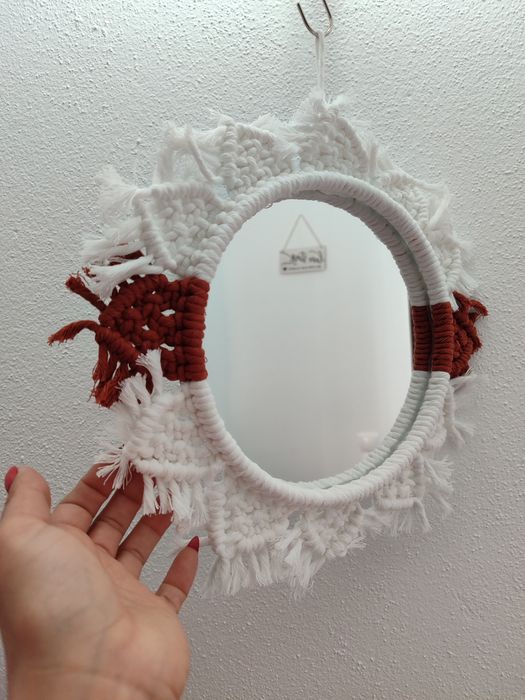 Espelho redondo macramé