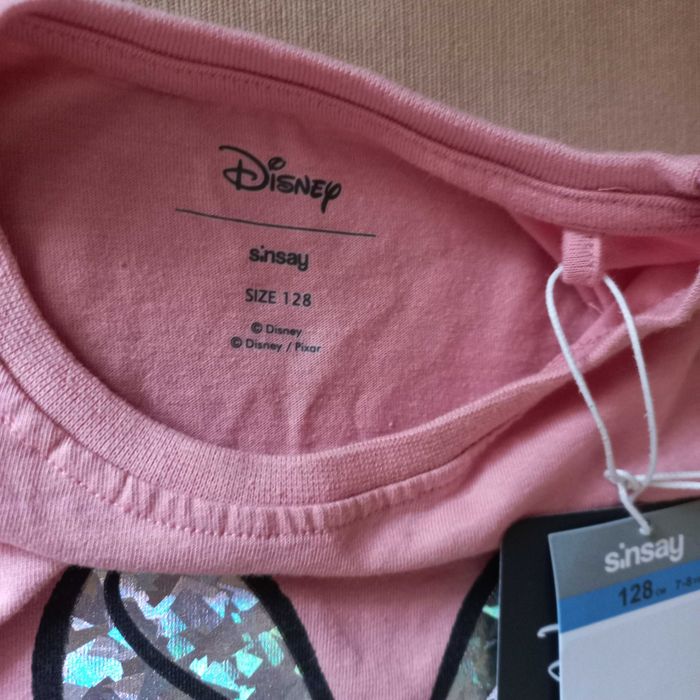 Nowe bawełniane koszulki/bluzki z długim rękaw Disney 7-9 lat 128/134