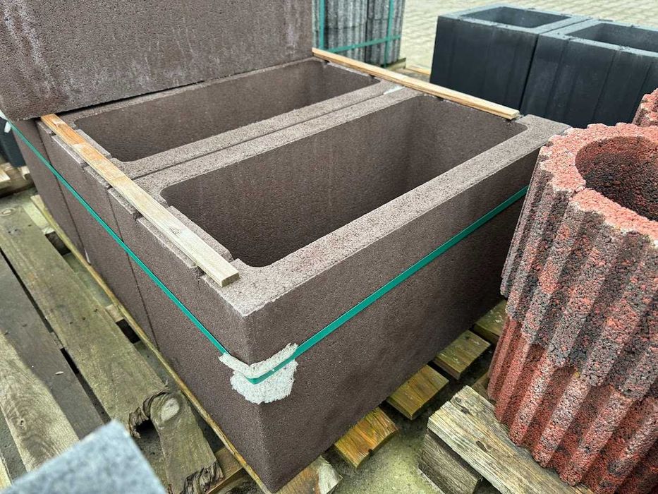 Donica betonowa ogrodowa JADAR 35x70x35 cm grafit szary brązowy