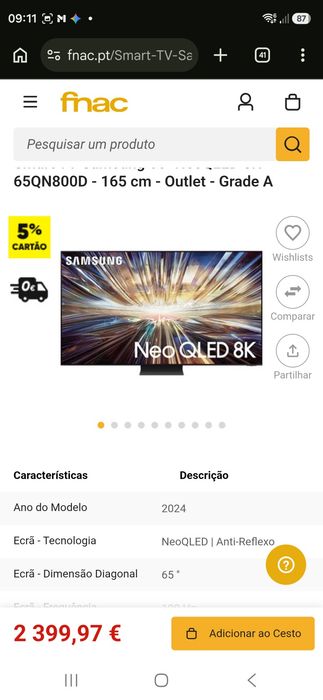 Tv samsung 8k nova