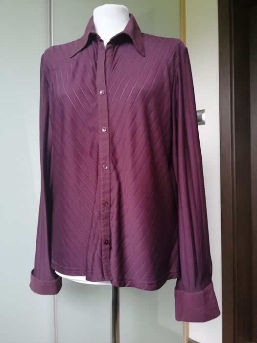 Bluzka damska duża bordowa kołnierzyk długi rękaw  amaranto  4XL/48/20