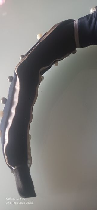 Opaska do włosów granatowa perełki elegancka