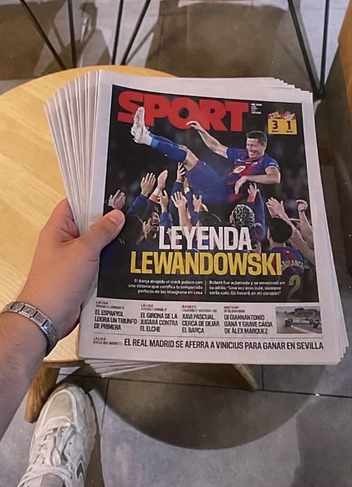 Gazeta Sport wydanie ostatni mecz Roberta Lewandowskiego FC Barcelona pamiątka memorabilia niedostępny UNIKAT