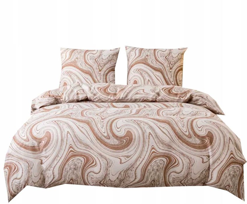 Komplet pościeli 220X200 2x70x80 beżowy marmurkowy